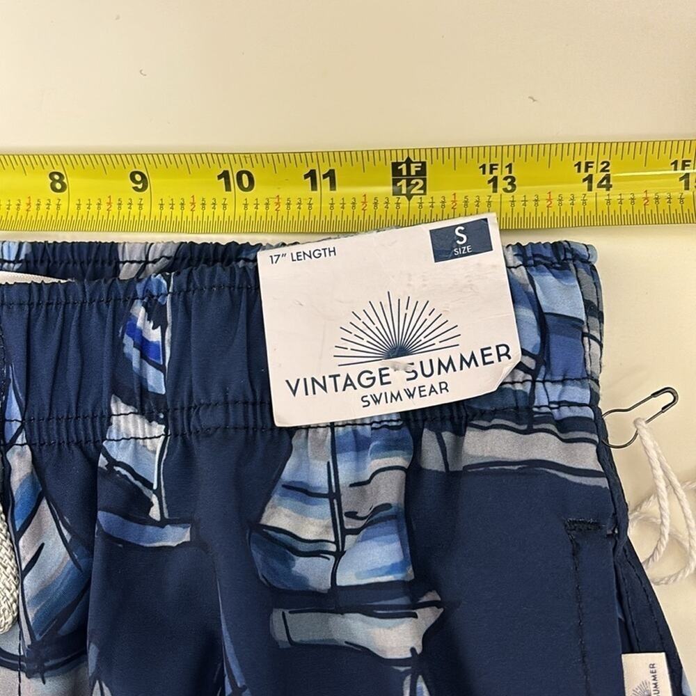 Men’s Swimwear Vintage Summer Brand 4 Way Stretch Size Small Blue Gray Sailboats - Picture 12 of 12